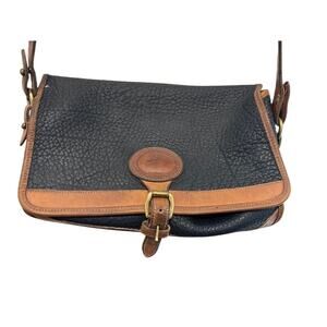 Vintage 90s Dooney & Bourke leather pebbled bag shoulder crossbody black brown